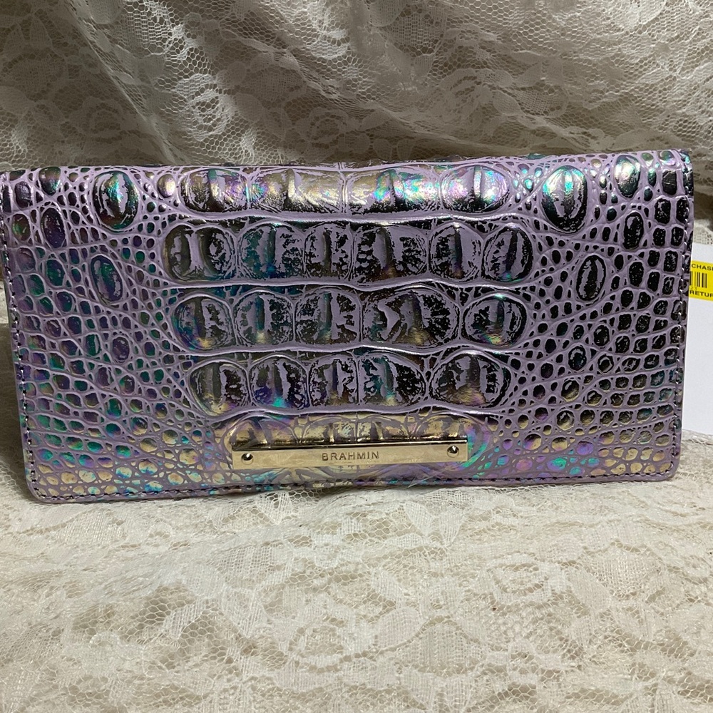 NWT BRAHMIN VIOLET WONDERLAND ADY WALLET